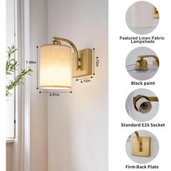 Led bedroom light gold wall light iron wireless light