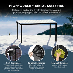 Frond and Form 59 Inch By 35.4 Inch Outdoor Steel Rectangular Dining Table