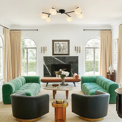 Modern 6-Light Opal Glass Globe Branch Sputnik Ceiling Light