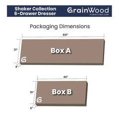 Grain Wood Furniture Shaker-style 6-drawer Solid Wood Dresser