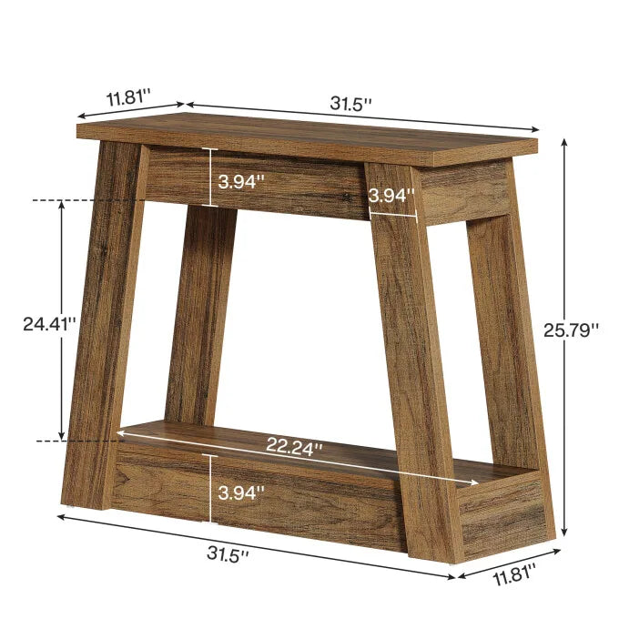 2-Tiers Small End Table, Small Wood Side Table