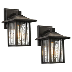 Outdoor Wall Lantern With Water Ripple Glass (Single Or Double Option)