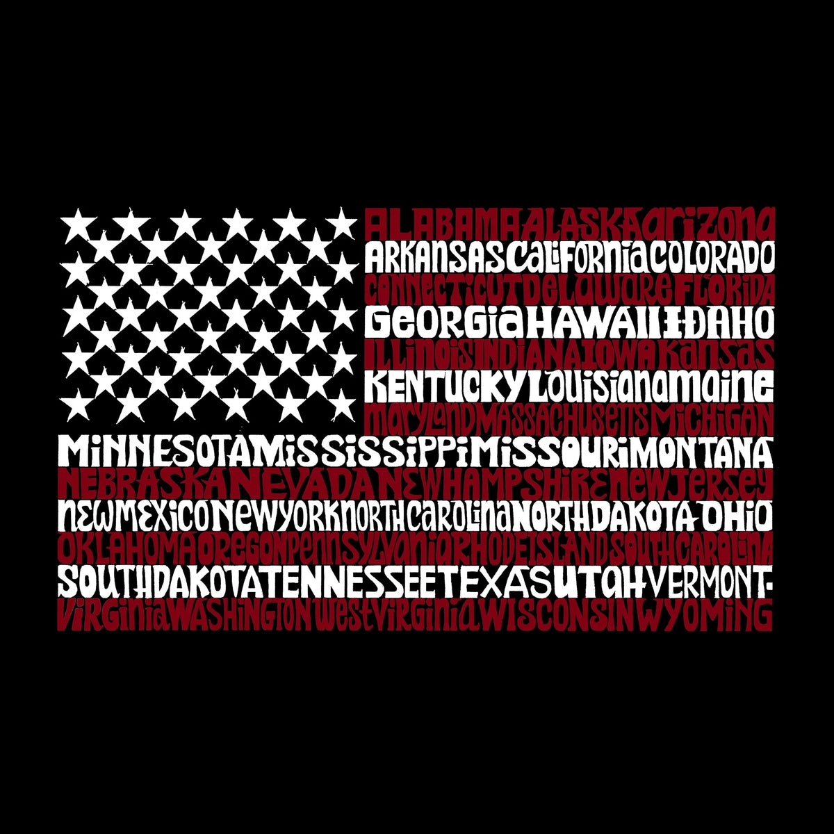 LA Pop Art Men's Premium Blend Word Art T-shirt - 50 States USA Flag