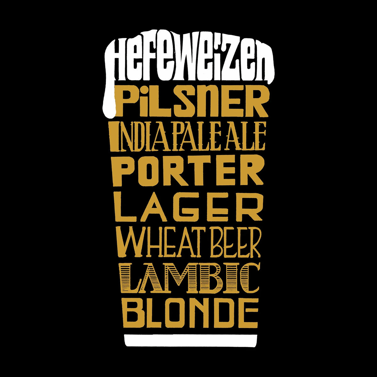 LA Pop Art Men's Premium Blend Word Art T-shirt - Styles of Beer