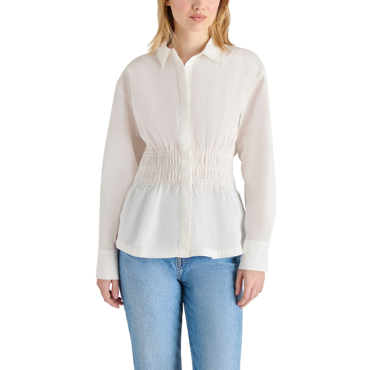 Steve Madden Marisol Smocked Button-Up Top