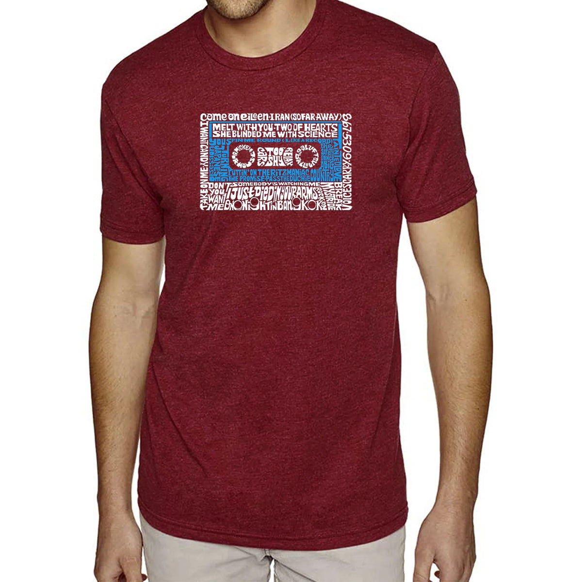 LA Pop Art Men's Premium Blend Word Art T-shirt - 80s One Hit Wonders