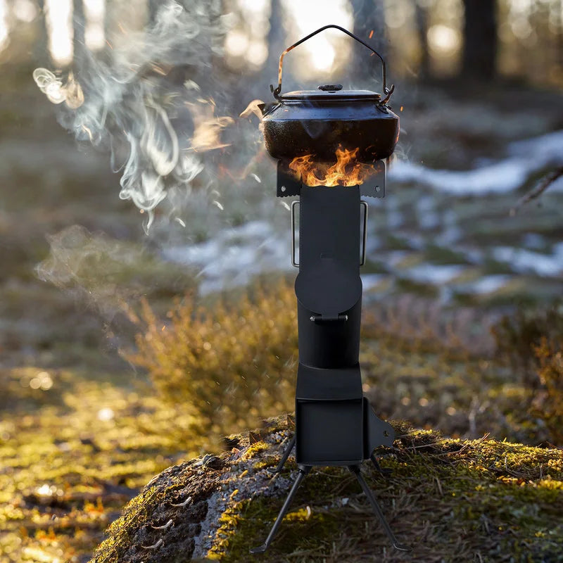 22"H x 14"W Wood Burning Stove With Chimney For Camping Hiking Picnic