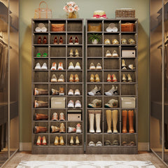 70.9 Inches Tall Wood Shoe Storage Cabinet with 30 Cubbies - 10-tier