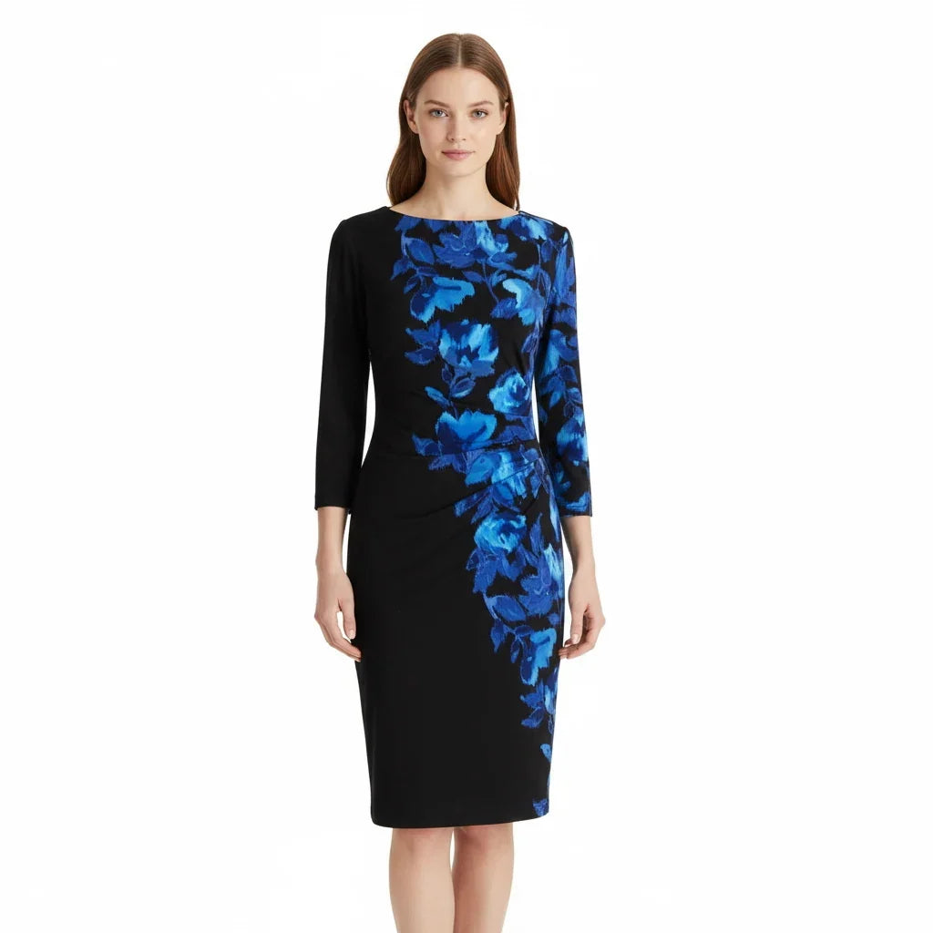 Connected Apparel Jersey Floral Print Dress