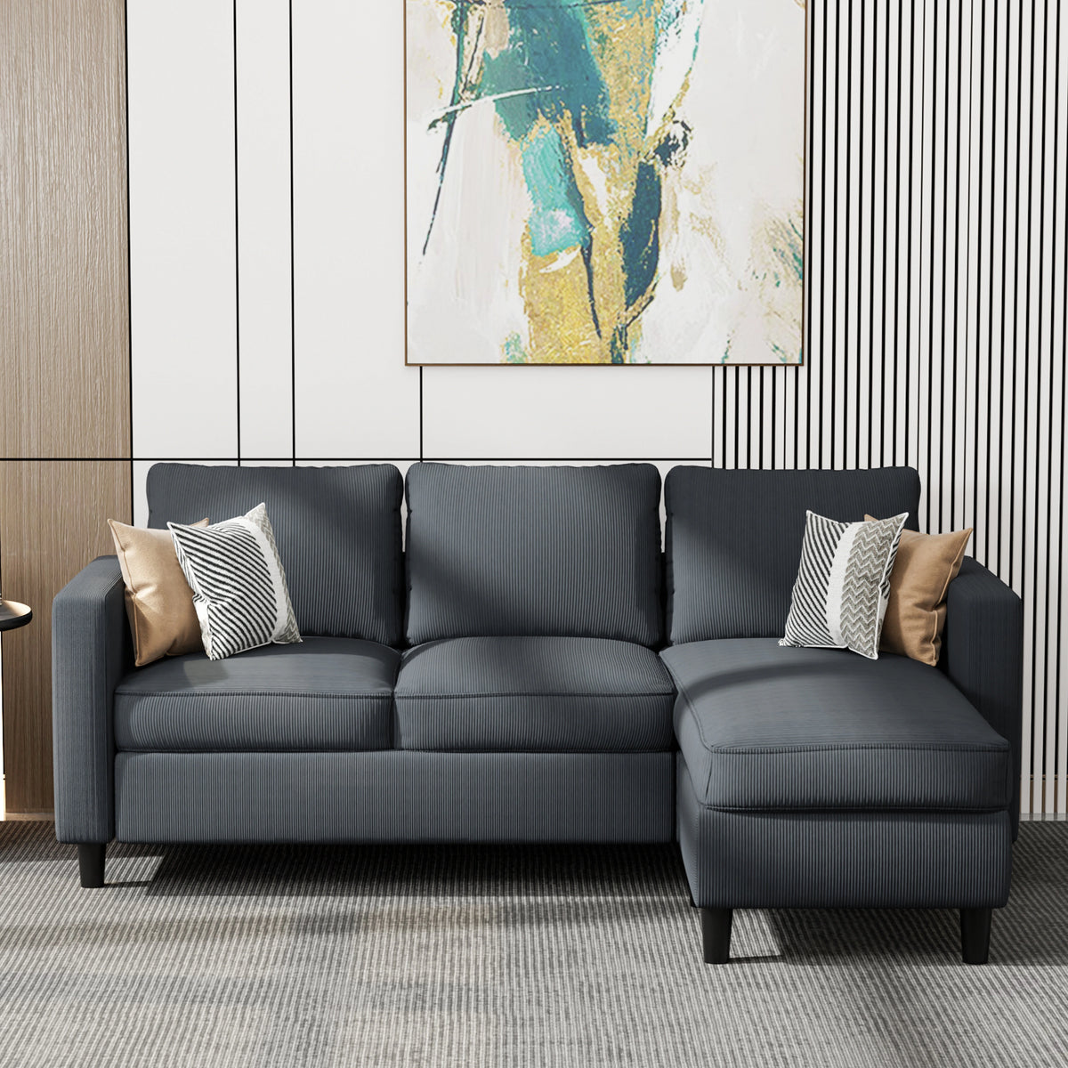 Futzca 74" Convertible Sectional Sofa Couch, Small L-Shaped Sofa