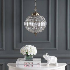 Juliette Crystal/Metal LED Pendant Pendant, Antique Brass by JONATHAN Y