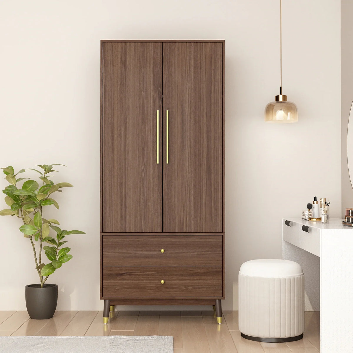 31.5"Wx70.9"H Armoire Wardrobe Storage Cabinet Closet Hanging Drawers