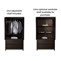Grain Wood Furniture Shaker 2-Door Solid Wood Armoire - 41x72x22