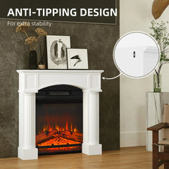 HOMCOM Modern Fireplace Mantel, Freestanding Fireplace Surround for Electric Fireplaces, 43.3" W x 39.8" H, White