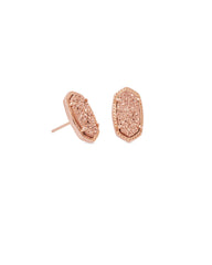 Ellie Rose Gold Stud Earrings in Rose Gold Drusy