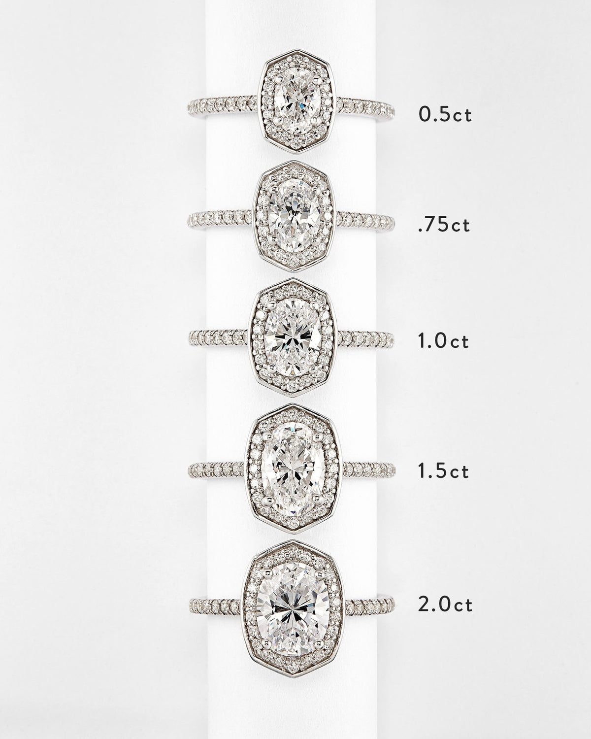 2 ct Oval Iconic Halo Engagement Ring in 14k Yellow Gold