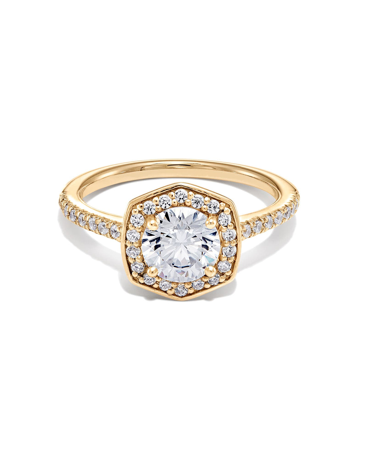 0.75 ct Round Iconic Halo Engagement Ring in 14k Yellow Gold